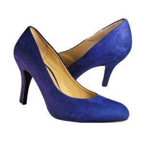 KELLY & KATIE ISABEL BLUE FAUX SUEDE HEEL PUMP